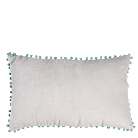 Velvet pom pom cushion - Grey