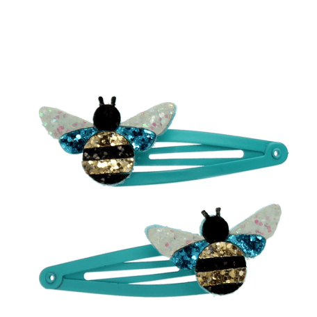 Glitter hair clips (set of 2) - Bumblebee