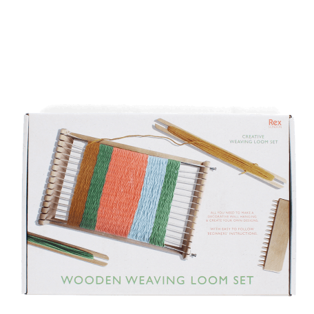 Wooden weaving loom set