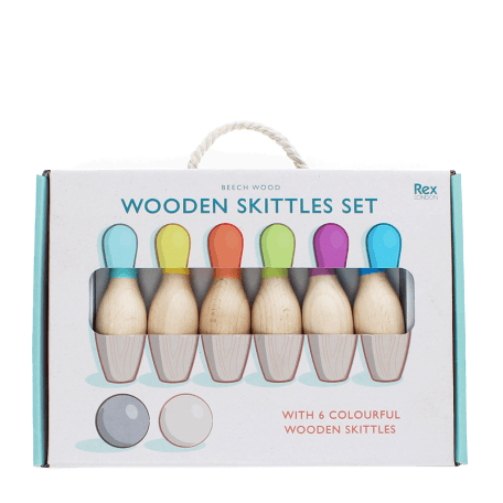 Wooden skittles set