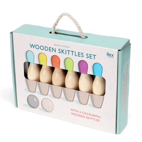 Wooden skittles set