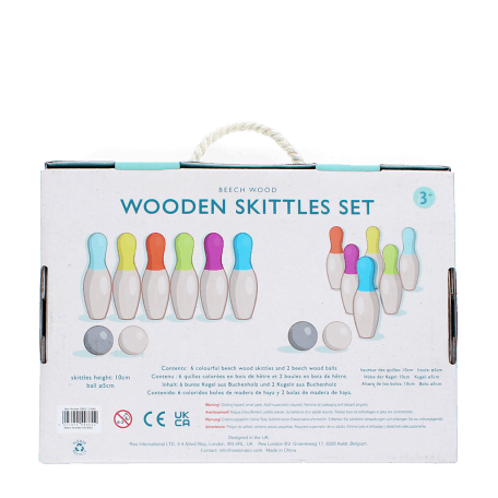 Wooden skittles set