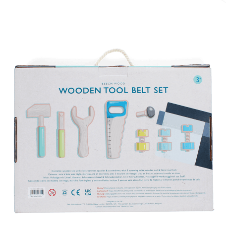 Wooden tools and tool belt playset