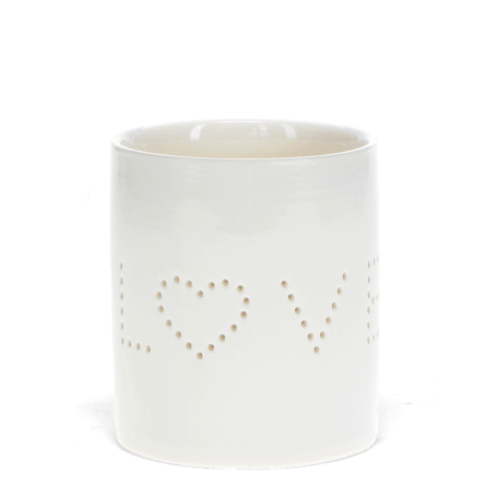 Glossy ceramic tealight holder - Love