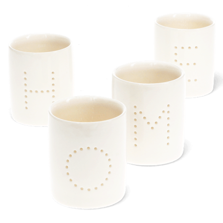 Glossy ceramic tealight holders (set of 4) - HOME