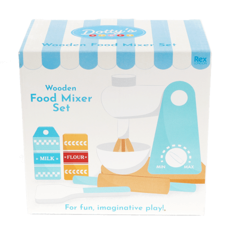 Wooden toy food mixer playset