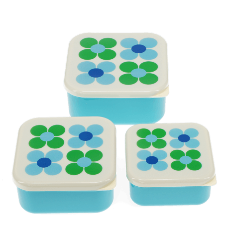 Snack boxes (set of 3) - Blue and green Daisy