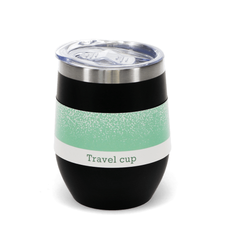 Rubber coated travel cup 350ml - Black