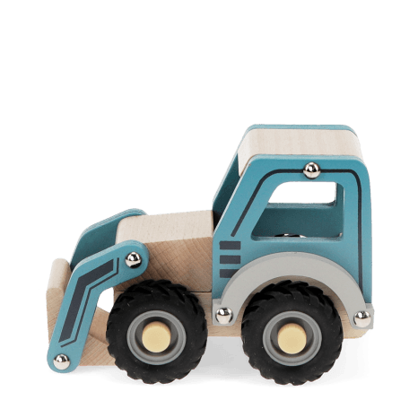 Wooden push along vehicle toy - Digger truck (blue)