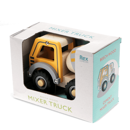 Wooden push along vehicle toy - Cement mixer (yellow)