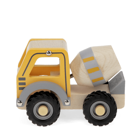 Wooden push along vehicle toy - Cement mixer (yellow)