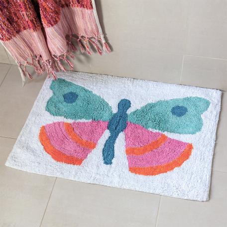 Tufted cotton bath mat - Butterfly