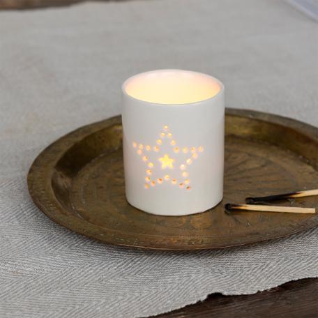 Glossy ceramic tealight holder - Star