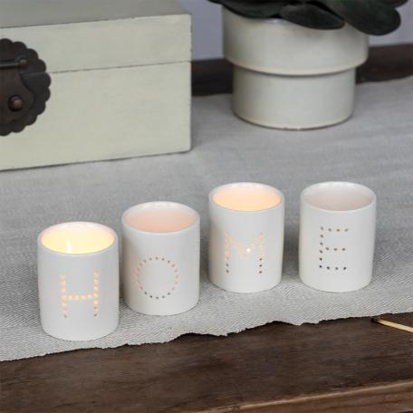 Glossy ceramic tealight holders (set of 4) - HOME