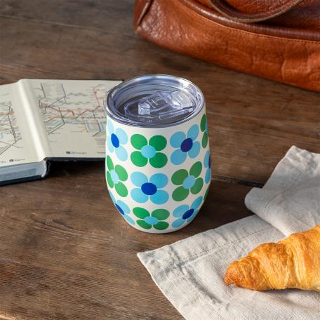 Travel cup 350ml - Blue and green Daisy