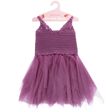  Crochet dress (5-6 years) - Damson purple