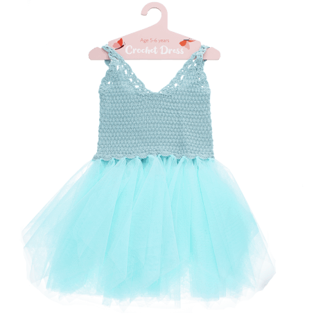 Crochet dress (5-6 years) - Aqua blue