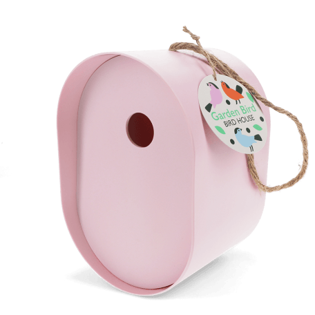 Oval bamboo fibre birdhouse - Pink