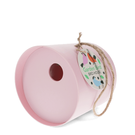 Round bamboo fibre birdhouse - Pink