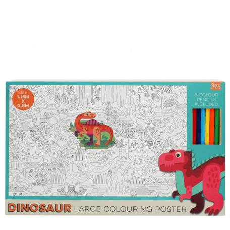 Large colouring poster with pencils - Baby Dinos