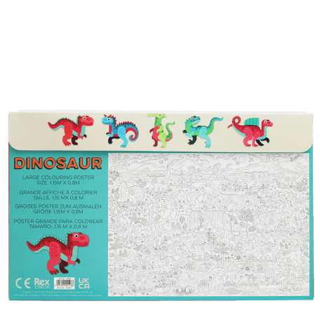 Large colouring poster with pencils - Baby Dinos