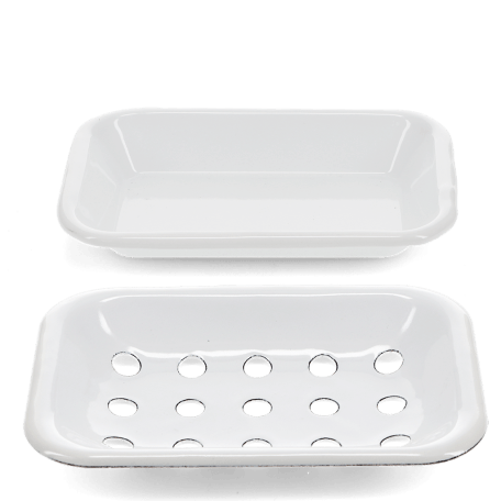 Two-part enamel soap dish - White