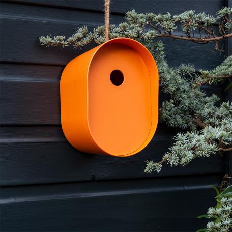 Oval bamboo fibre birdhouse - Orange