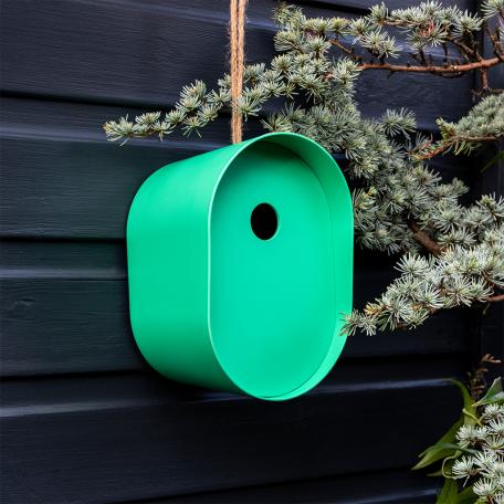 Oval bamboo fibre birdhouse - Green