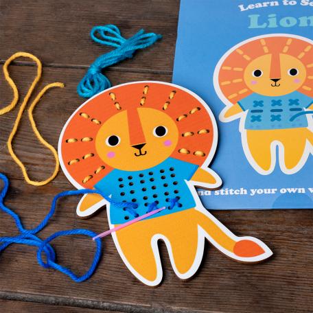 Learn to sew wooden hand-stitch set - Lion