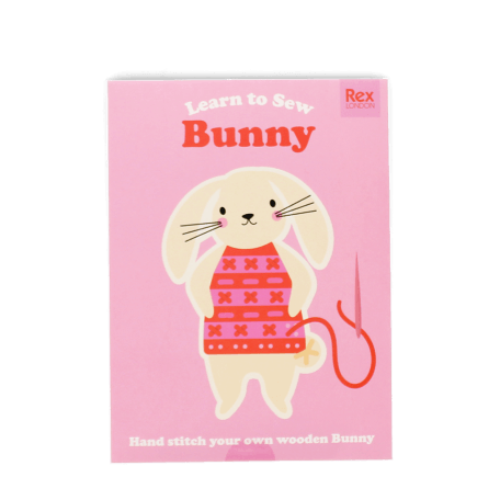 learn sew wooden hand stitch set bunny