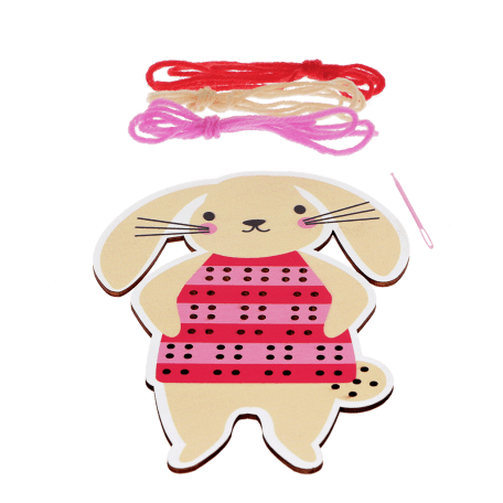 learn sew wooden hand stitch set bunny