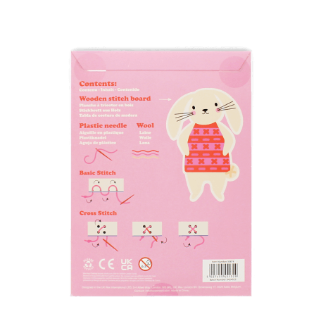 learn sew wooden hand stitch set bunny