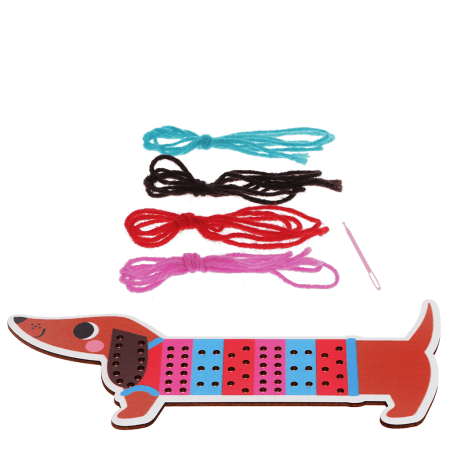 Learn to sew wooden hand-stitch set - Sausage Dog