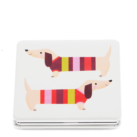 Square pocket mirror - Sausage Dog