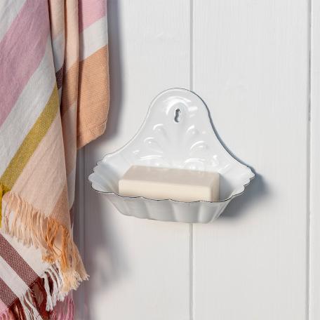 Wall-mounted enamel soap dish - White