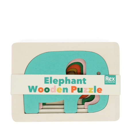 Wooden layered puzzle (5 pieces) - Elephant