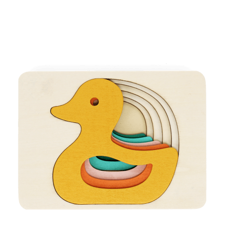 Wooden layered puzzle (5 pieces) - Duck