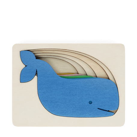 Wooden layered puzzle (5 pieces) - Whale