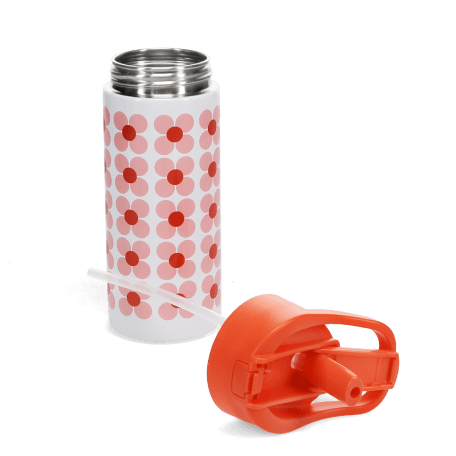 Stainless steel bottle with push button lid 500ml - Pink daisy