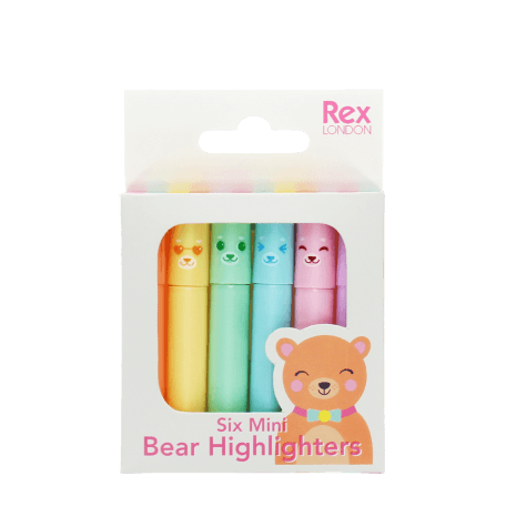 Mini highlighters (set of 6) - Bear