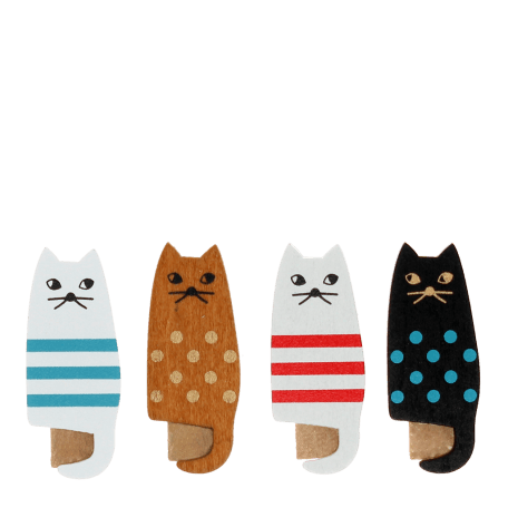 Mini wooden pegs (set of 4) - Cats