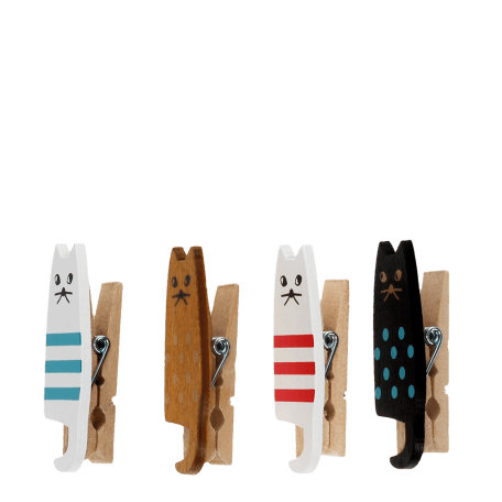 Mini wooden pegs (set of 4) - Cats