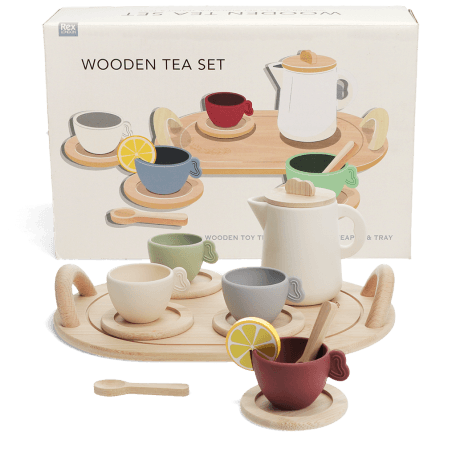 wooden toy tea playset