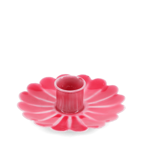 Enamel flat flower candle holder - Vibrant pink