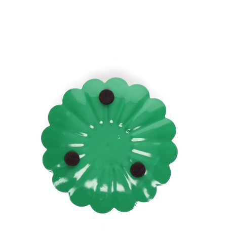 Enamel flat flower candle holder - Dark green