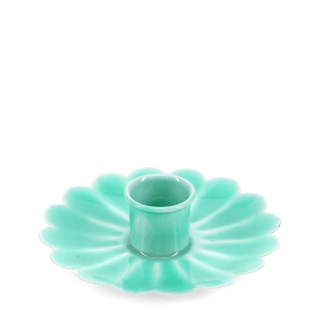 Enamel flat flower candle holder - Aqua