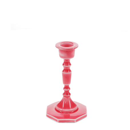 Enamel candlestick (13cm) - Vibrant pink