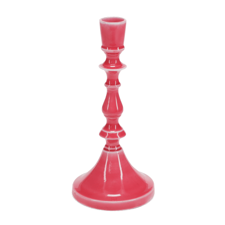 Enamel candlestick (19cm) - vibrant pink