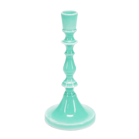 Enamel candlestick (19cm) - aqua