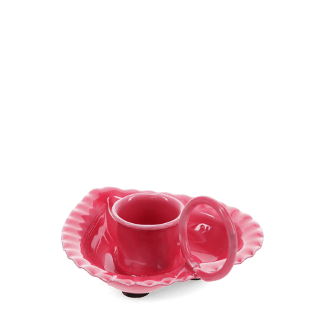 Enamel heart-shaped candle holder - Vibrant pink